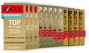 Dr. Ralf Müller-Hartwich – Focus-Siegel für „Top Mediziner – Kieferorthopädie“.